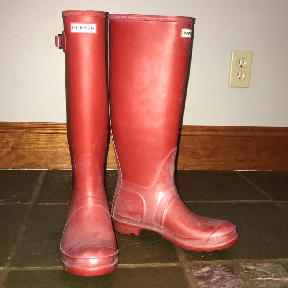 Red tall Hunter boots!